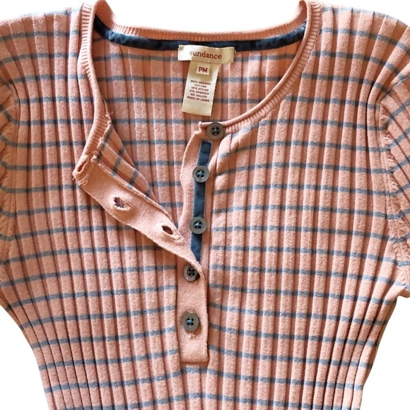 Sundance Top Living Legend Henley Ribbed Striped Petite Medium - Picture 8 of 12